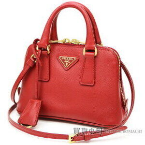 PRADA Promenade Bag Saffiano Red Calfskin Triangle Logo Shoulder Crossbody